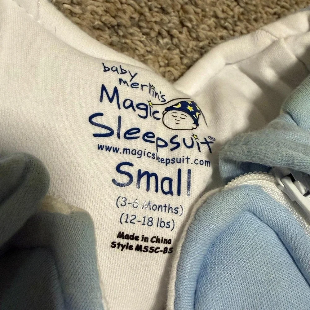 Baby Merlin's Magic Sleepsuit Blue Small 3-6 Months 12-18 lbs Sleep Sack